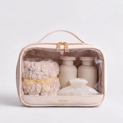 Custom Clear Cosmetic Bags | Recycled PU Travel Makeup Bags - CBT264