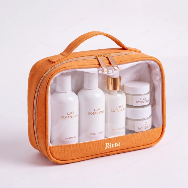 Custom Clear Cosmetic Bags | Bamboo Fiber Travel Makeup Bags - CBT265