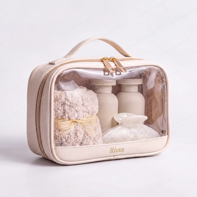 Custom Clear Cosmetic Bags | Recycled PU Travel Makeup Bags - CBT264