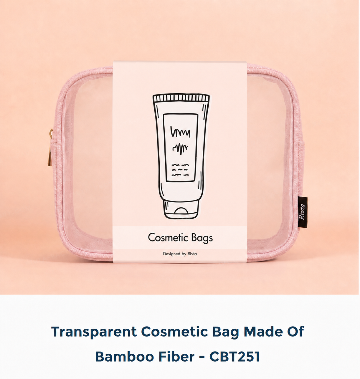 Pink bamboo-fiber and mesh cosmetic bag visualization based on verified project G9420