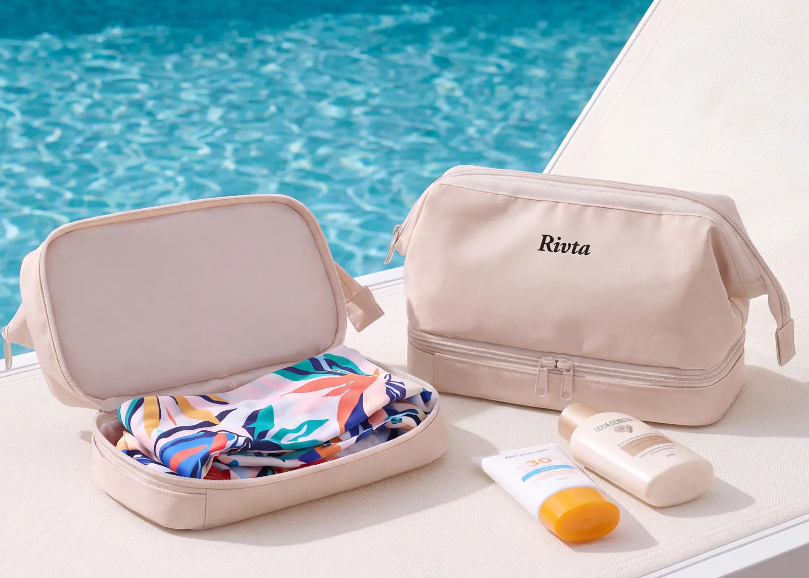 Wet dry compartment pouch construction reference from Rivta