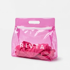 Custom TPU Waterproof Wet Swimsuit Bag with Handle | Clear Pink Swimwear Pouch - CBT268