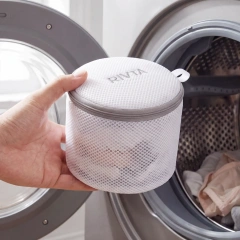 Custom Cylindrical Mesh Laundry Wash Bag with Zipper | Wholesale Delicates Washing Bag - LWB002