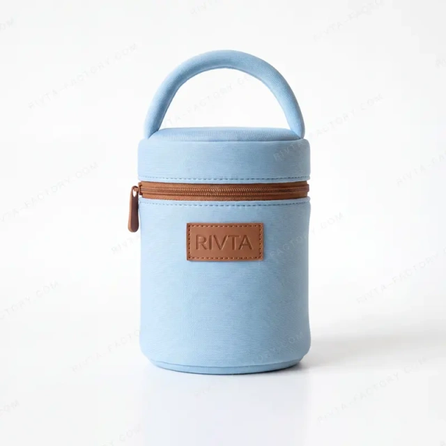 Custom Cylindrical Neoprene Cosmetic Bag with Handle | Wholesale Travel Makeup Case Manufacturer - CBO132