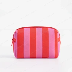 Custom Striped Neoprene Cosmetic Bag | Wholesale Boxy Travel Makeup Pouch Manufacturer - CBO131