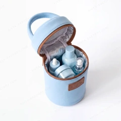 Custom Cylindrical Neoprene Cosmetic Bag with Handle | Wholesale Travel Makeup Case Manufacturer - CBO132