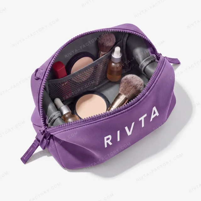 Custom Neoprene Cosmetic Bag with Mesh Pocket | Wholesale Makeup Pouch Manufacturer - CBO115