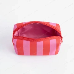 Custom Striped Neoprene Cosmetic Bag | Wholesale Boxy Travel Makeup Pouch Manufacturer - CBO131