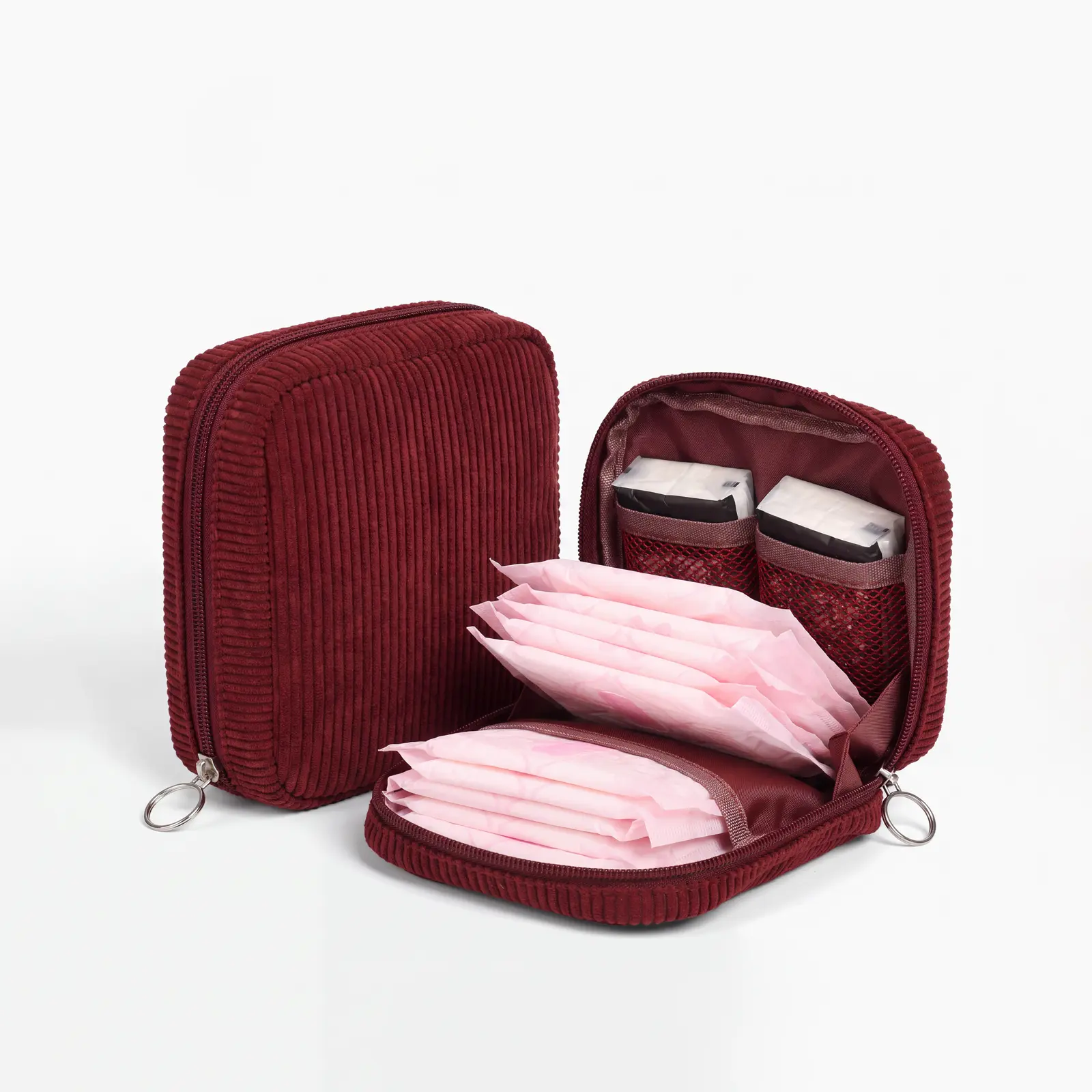 Custom rPET corduroy period pouch reference