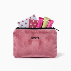 Custom rPET Velvet Period Pouch with Logo | Wholesale Feminine Care Makeup Pouch Manufacturer - CBR349
