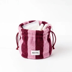 Custom CVC Cotton Towel Period Pouch | Wholesale Drawstring Menstrual Care Bag - CBC224