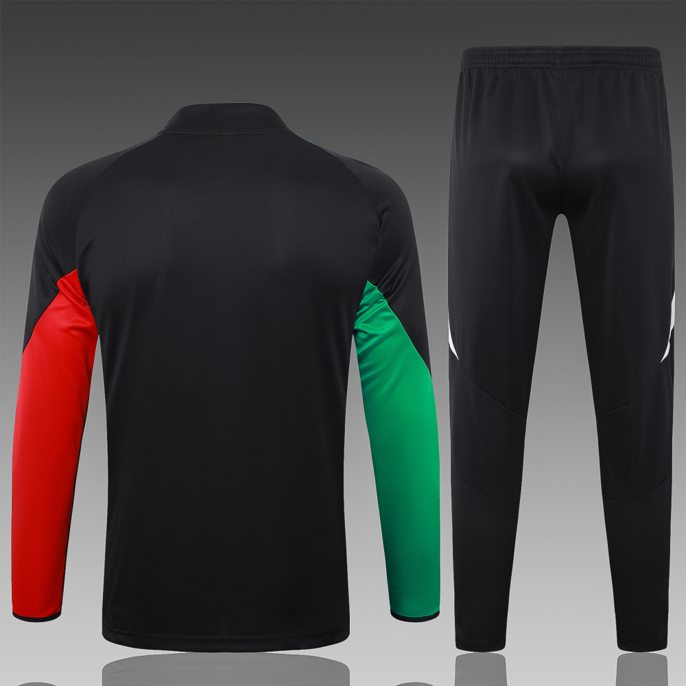 【Adult Training Wear】B884# 2425 Half-pull Arsenal black (red and green on the lower sleeves)