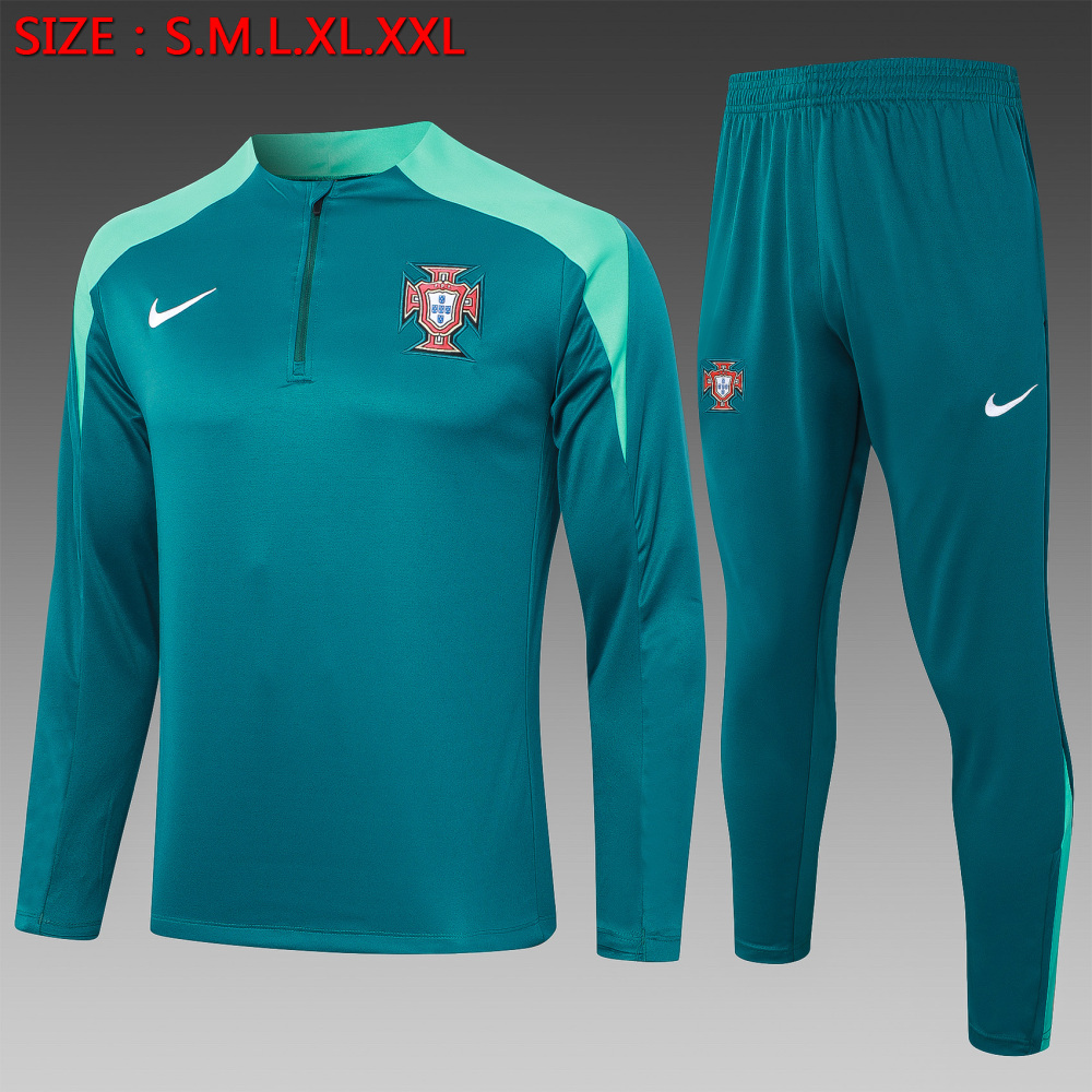 【Adult Training Wear】B854# 2425 Half-pulled Portuguese green