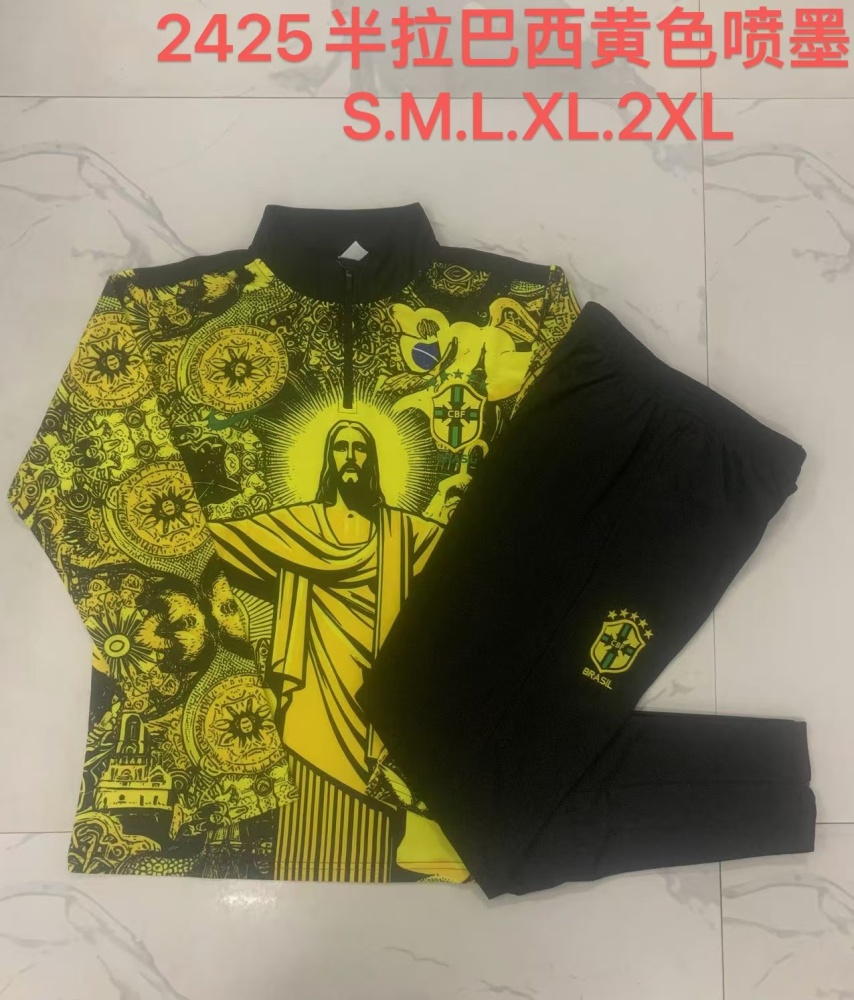 【Adult Training Wear】B948# 2425 Half-pull Brazilian yellow inkjet