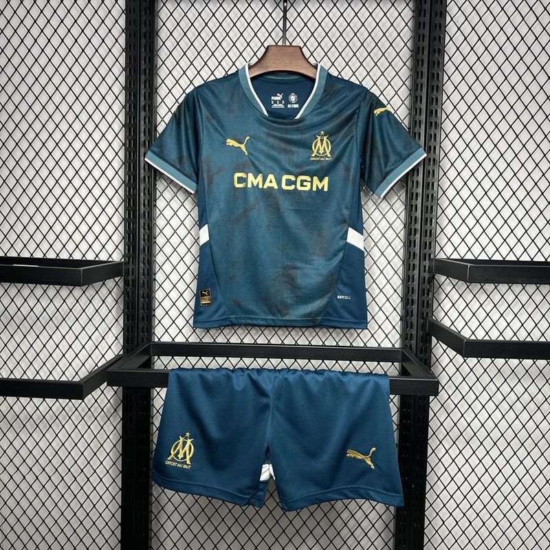 24-25 Marseilles Away Soccer Kids Kit Jersey+Shorts