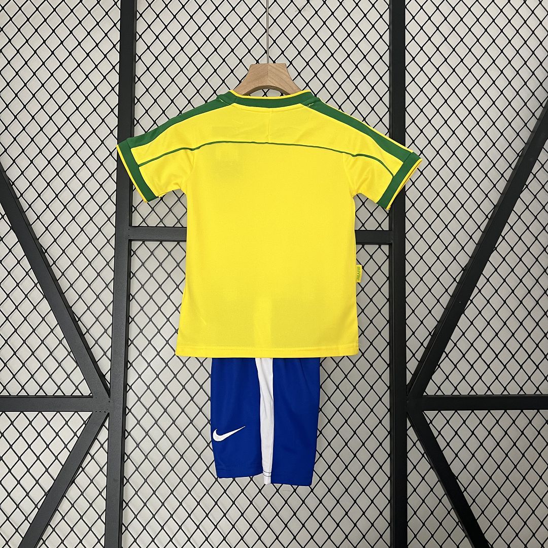 1998 Brazil World Cup Home Retro Jersey Kids Kit +Shorts
