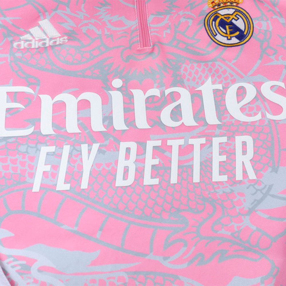 Kids Real Madrid Zipper Sweatshirt Kit(Top+Pants) Pink 2023/24
