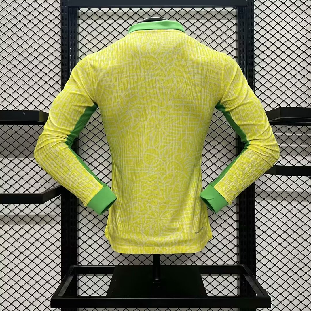 2024 Brazil Home Copa America Football Jersey Player Version Long Sleeve