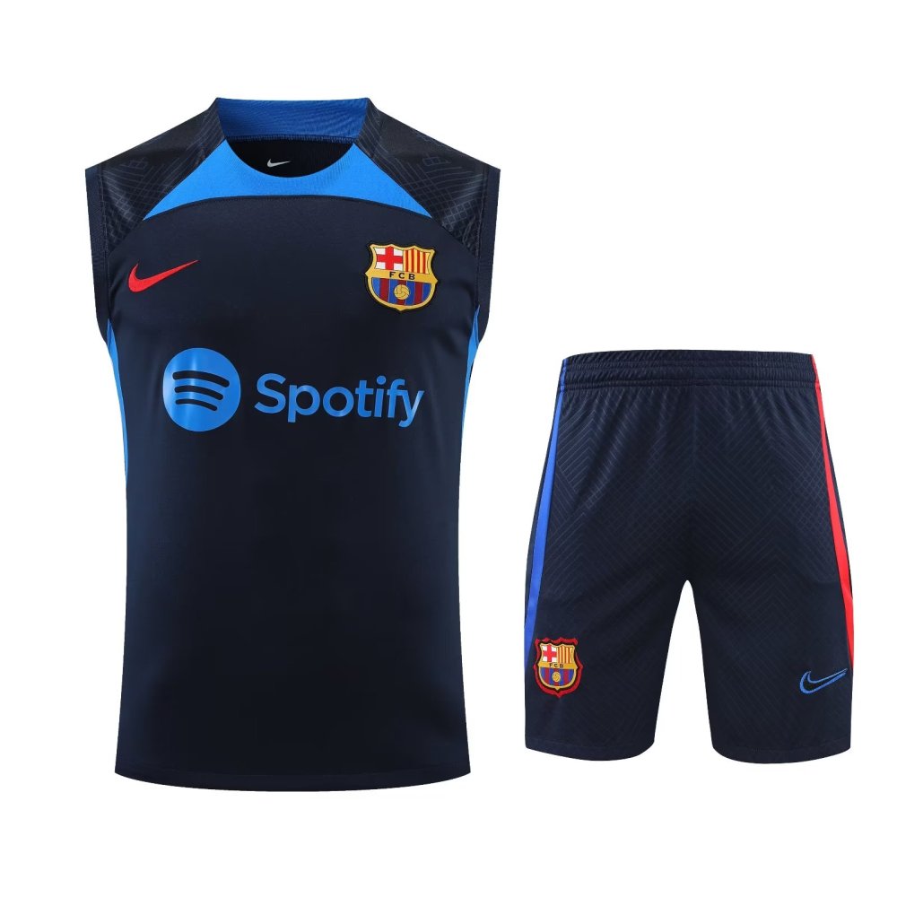 Barcelona Sleeveless Training Kit (Top+Short) Navy 2022/23