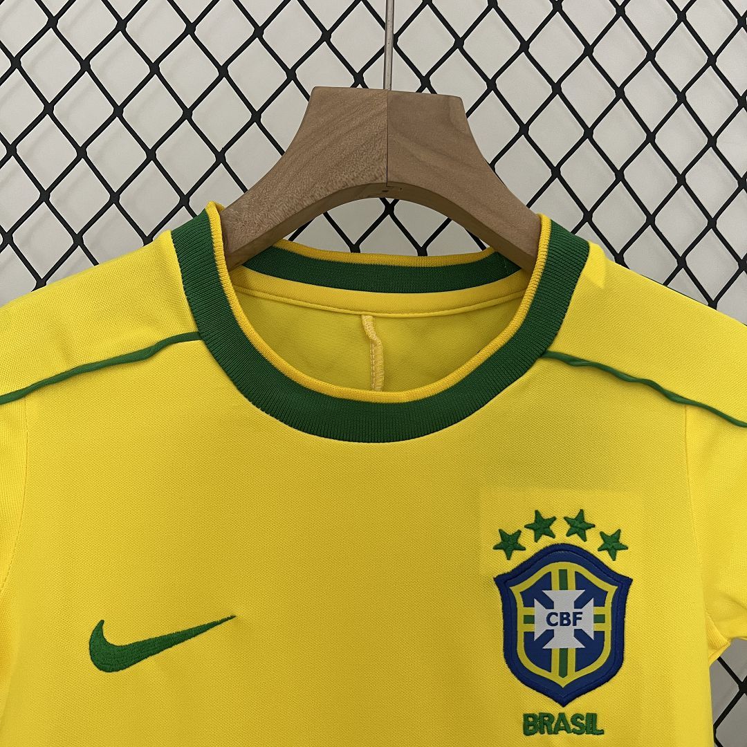 1998 Brazil World Cup Home Retro Jersey Kids Kit +Shorts