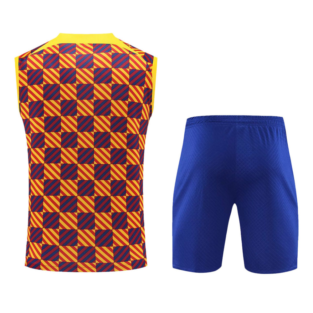 Barcelona Sleeveless Training Kit (Top+Shorts) Yellow 2023/24