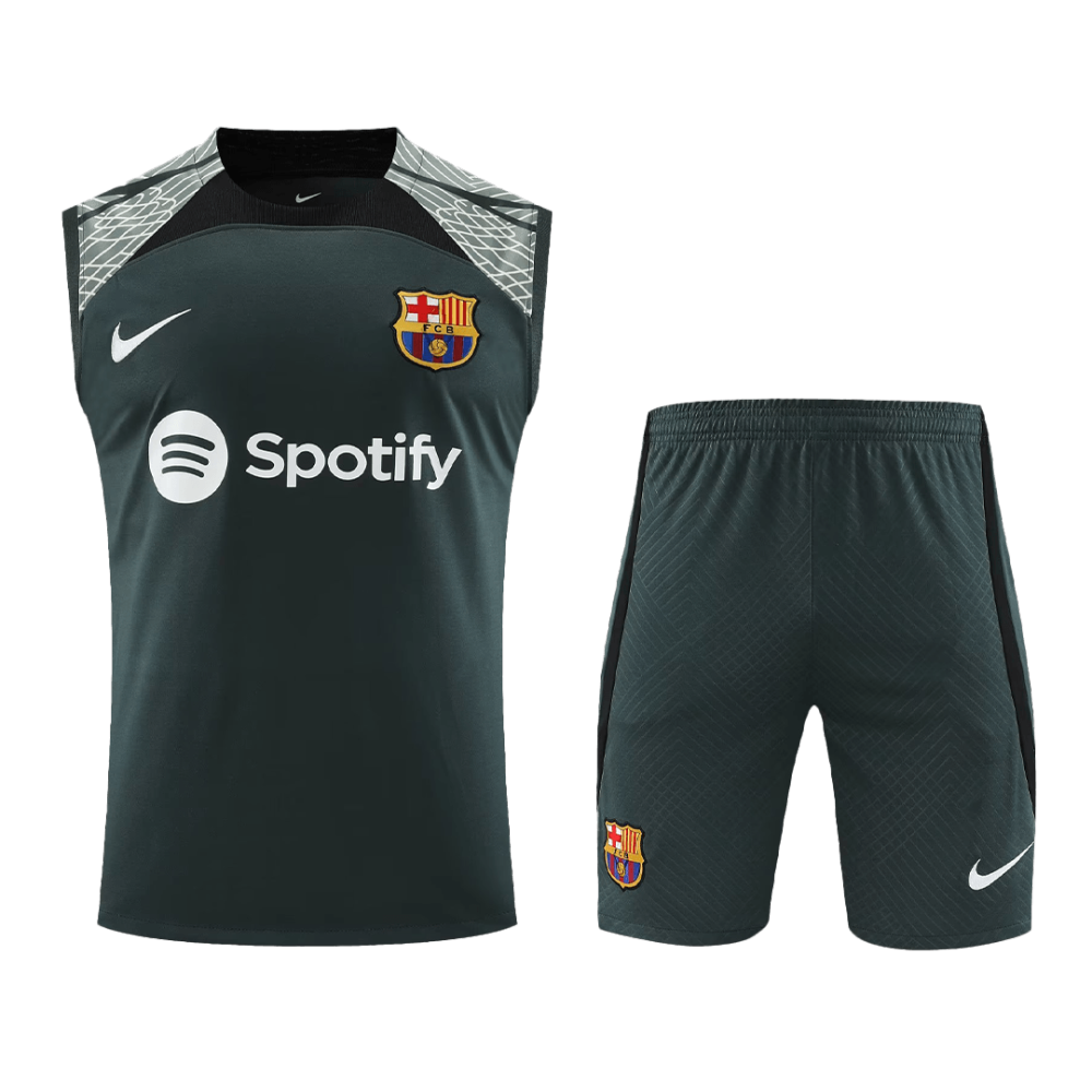 Barcelona Sleeveless Training Kit (Top+Shorts) Black 2023/24