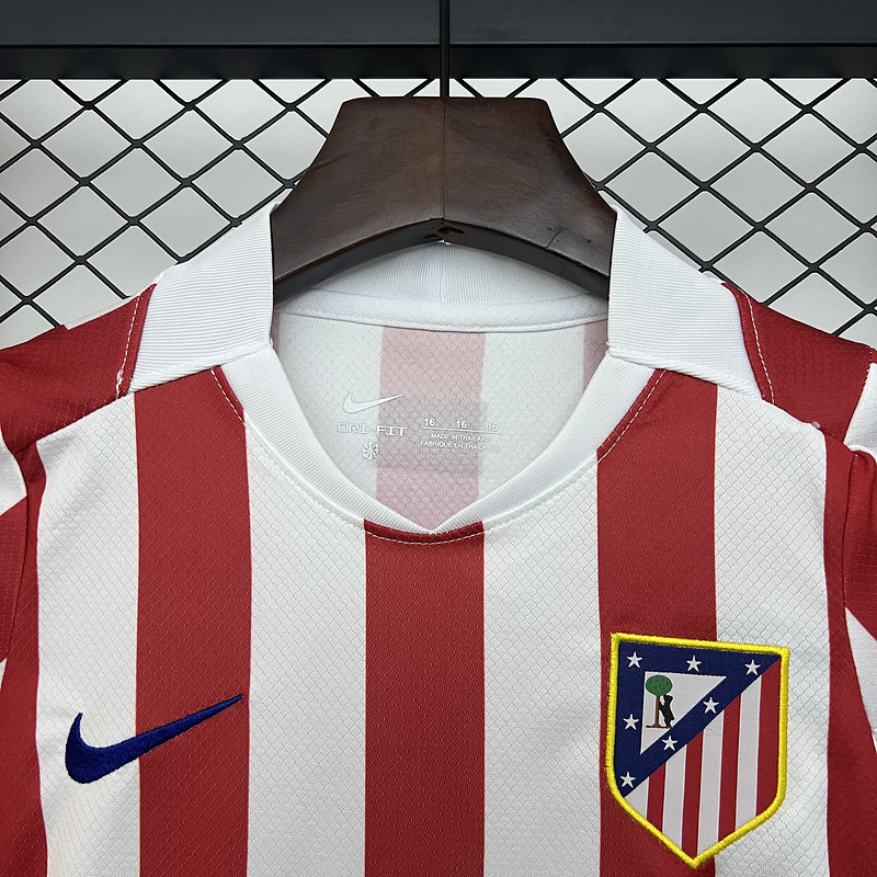 25-26 Atletico Madrid Home Soccer Kids Kit Jersey+Shorts