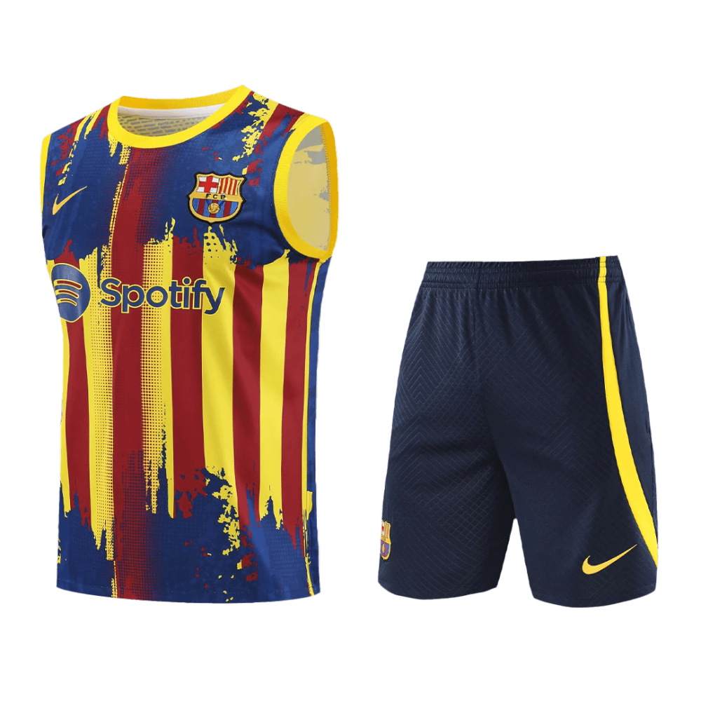 Barcelona Sleeveless Training Kit (Top+Shorts) Yellow&Red 2023/24