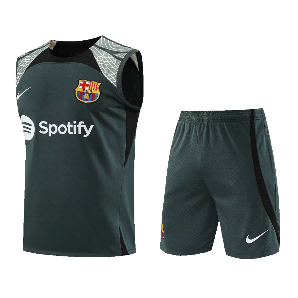 Barcelona Sleeveless Training Kit (Top+Shorts) Black 2023/24