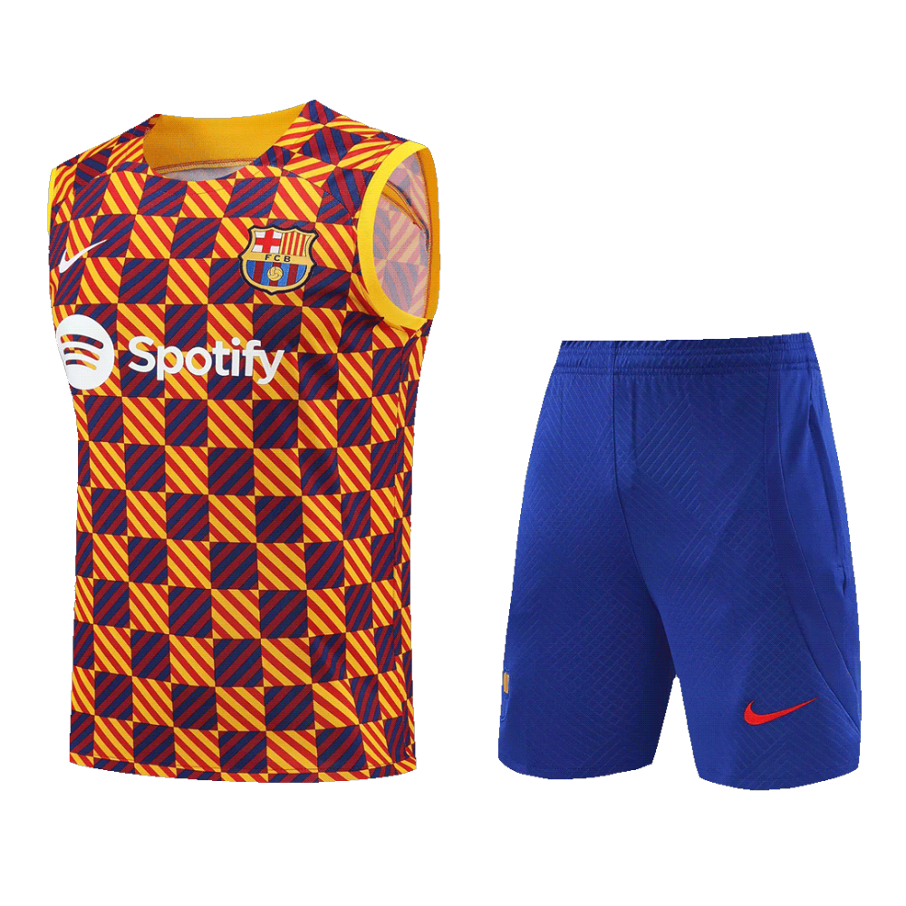 Barcelona Sleeveless Training Kit (Top+Shorts) Yellow 2023/24