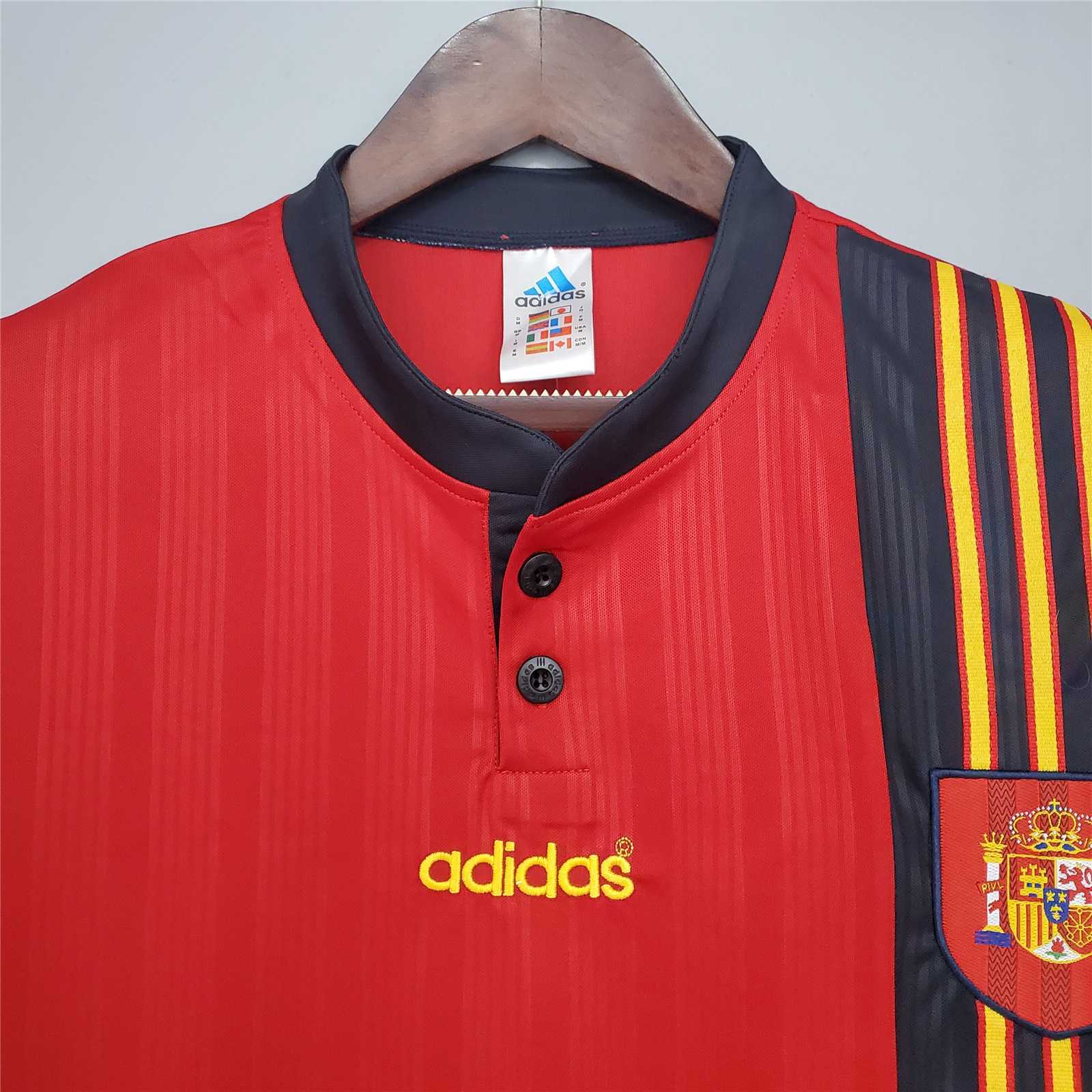 1996 Spain Home Euro Cup Retro Jersey