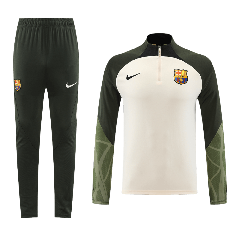 Barcelona Zipper Sweatshirt Kit(Top+Pants) White 2023/24