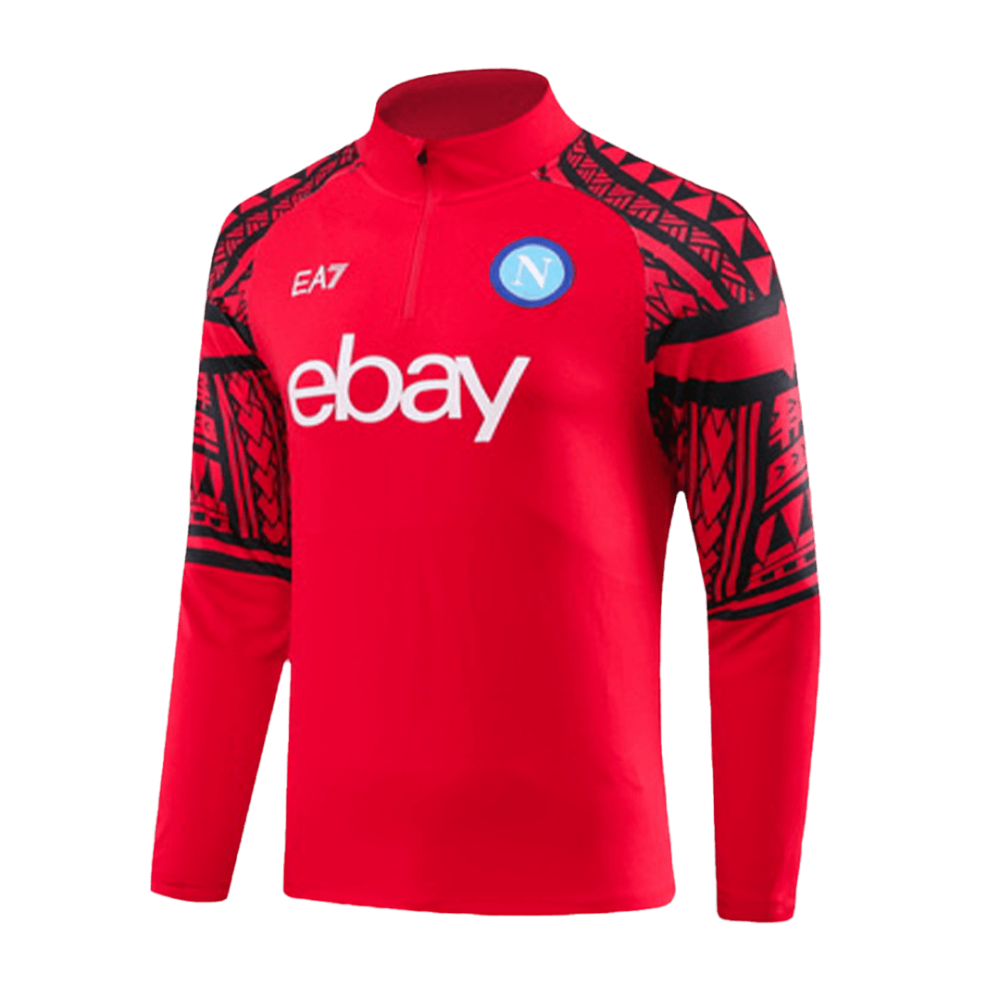 Kids Napoli Zipper Sweatshirt Kit(Top+Pants) Red 2023/24