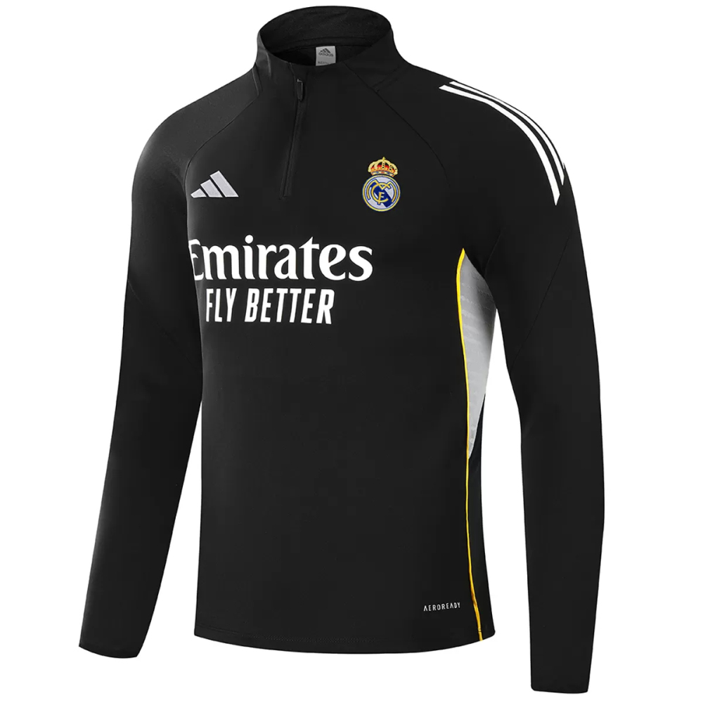 25-26 Real Madrid 1/4 Zipper Sweat Kit(Top+Pants) Black