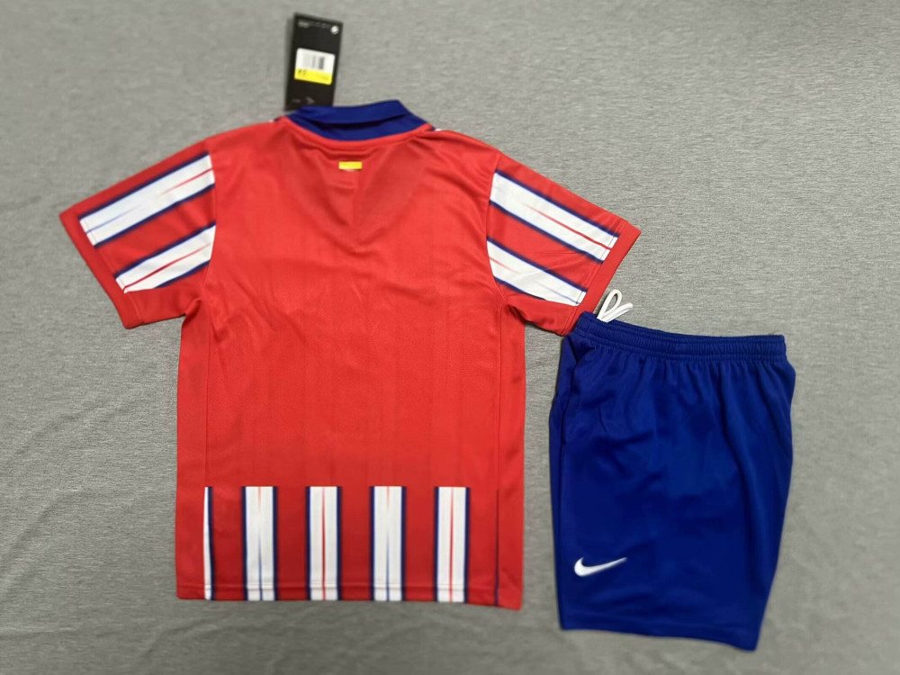 24-25 Atletico Madrid Home Soccer Kids Kit Jersey+Shorts