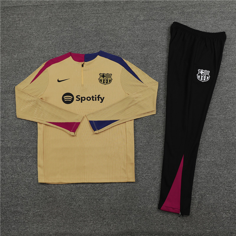24-25 Barcelona Long Sleeve Gold Training Suit Football Shirts