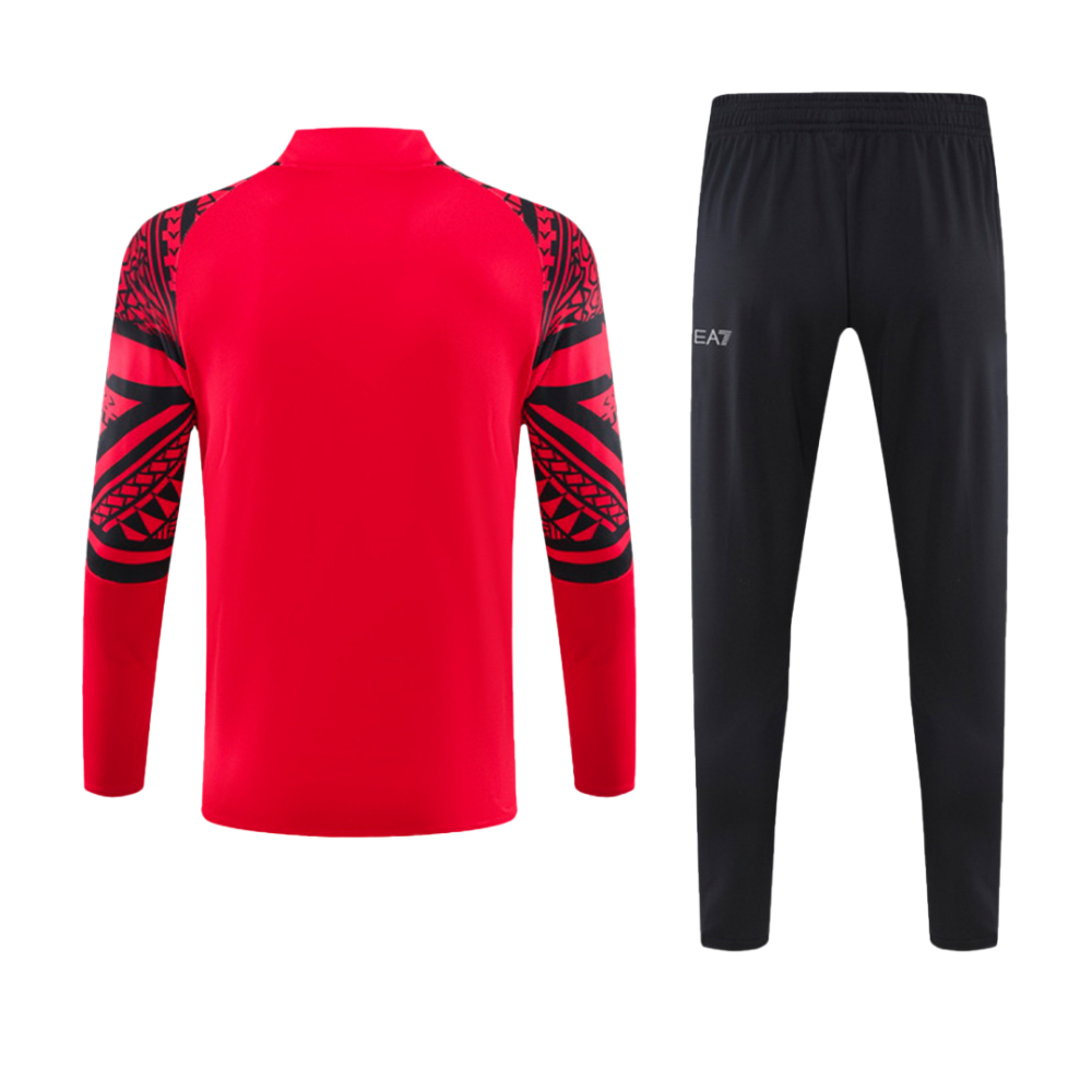 Kids Napoli Zipper Sweatshirt Kit(Top+Pants) Red 2023/24