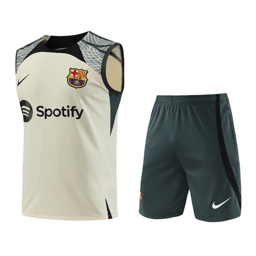 Barcelona Sleeveless Training Kit (Top+Shorts) White 2023/24