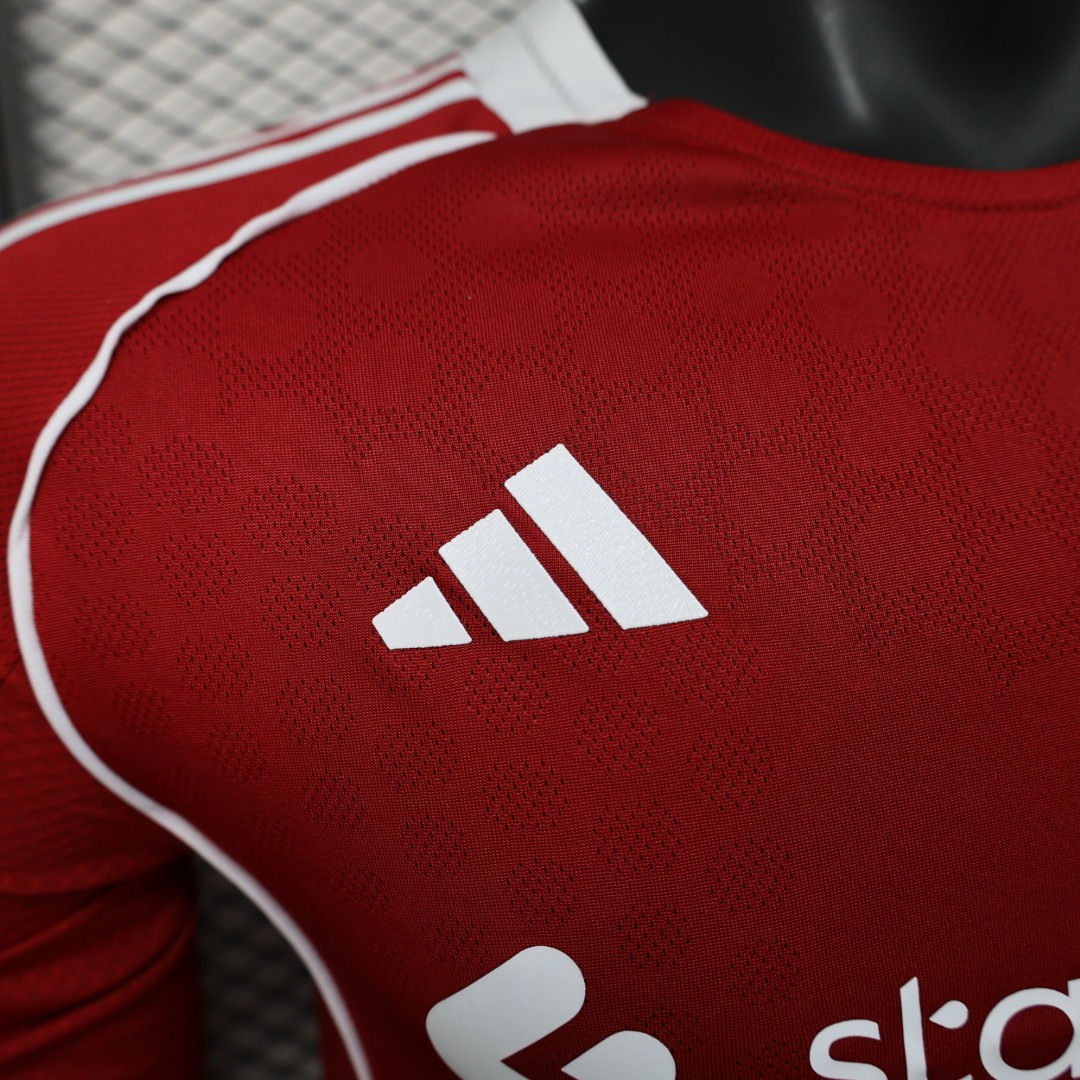 25-26 Liverpool Home Soccer Jersey Player Version Long Sleeve