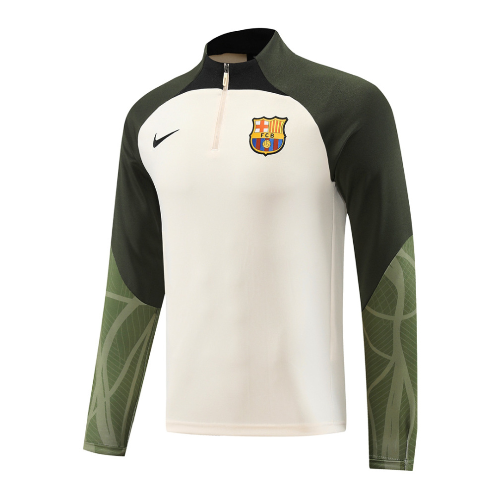 Barcelona Zipper Sweatshirt Kit(Top+Pants) White 2023/24