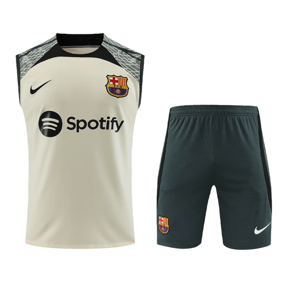 Barcelona Sleeveless Training Kit (Top+Shorts) White 2023/24