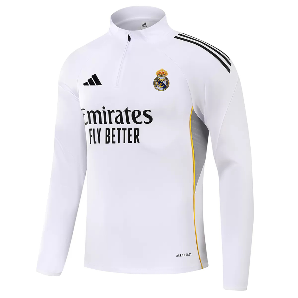 25-26 Real Madrid 1/4 Zipper Sweat Kit(Top+Pants) White