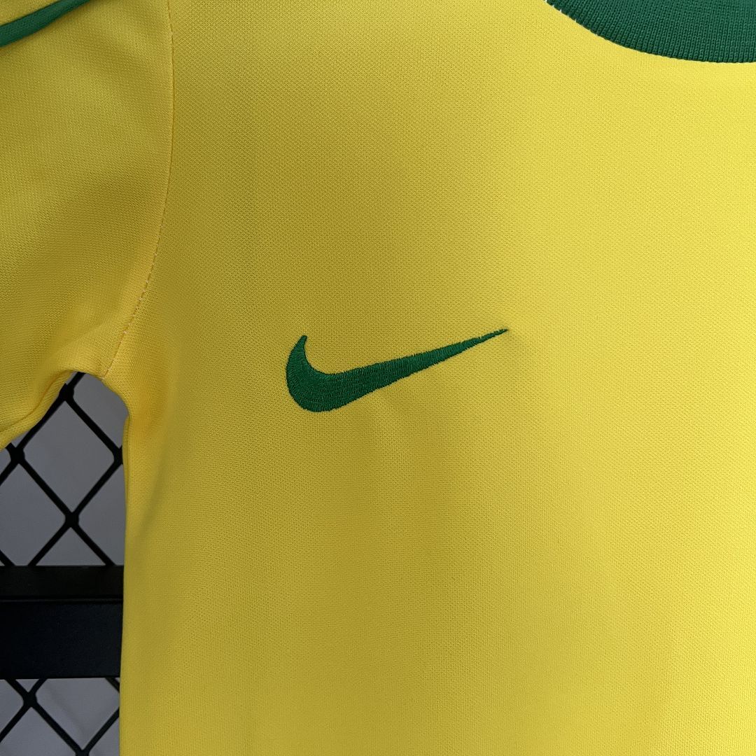 1998 Brazil World Cup Home Retro Jersey Kids Kit +Shorts