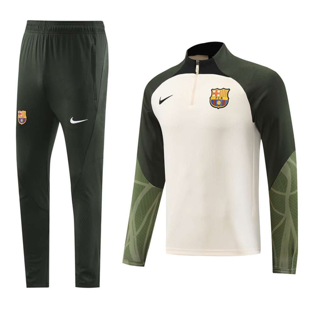 Barcelona Zipper Sweatshirt Kit(Top+Pants) White 2023/24