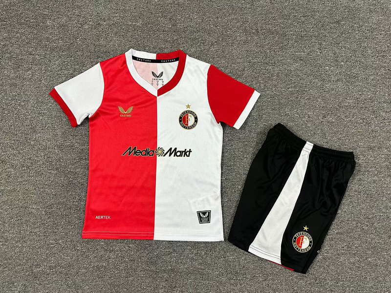 25-26 Feyenoord Home Soccer Kids Kit Jersey+Shorts