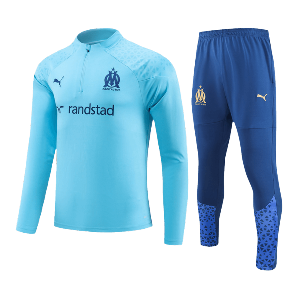 Kids Marseille Zipper Sweatshirt Kit(Top+Pants) Blue 2023/24