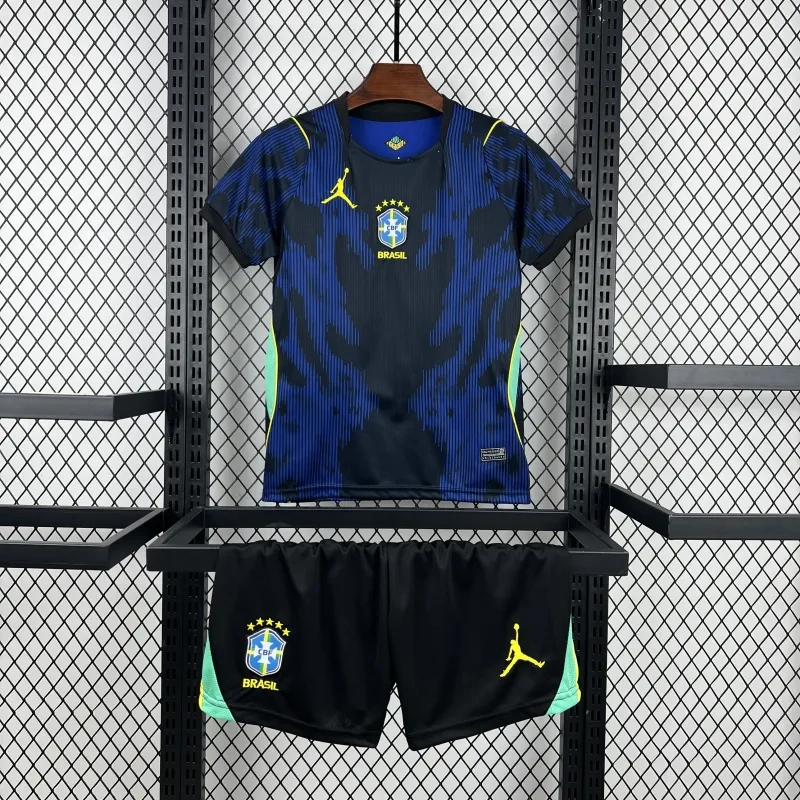 2026 Brazil Away World Cup Football Kids Kit Jersey+Shorts