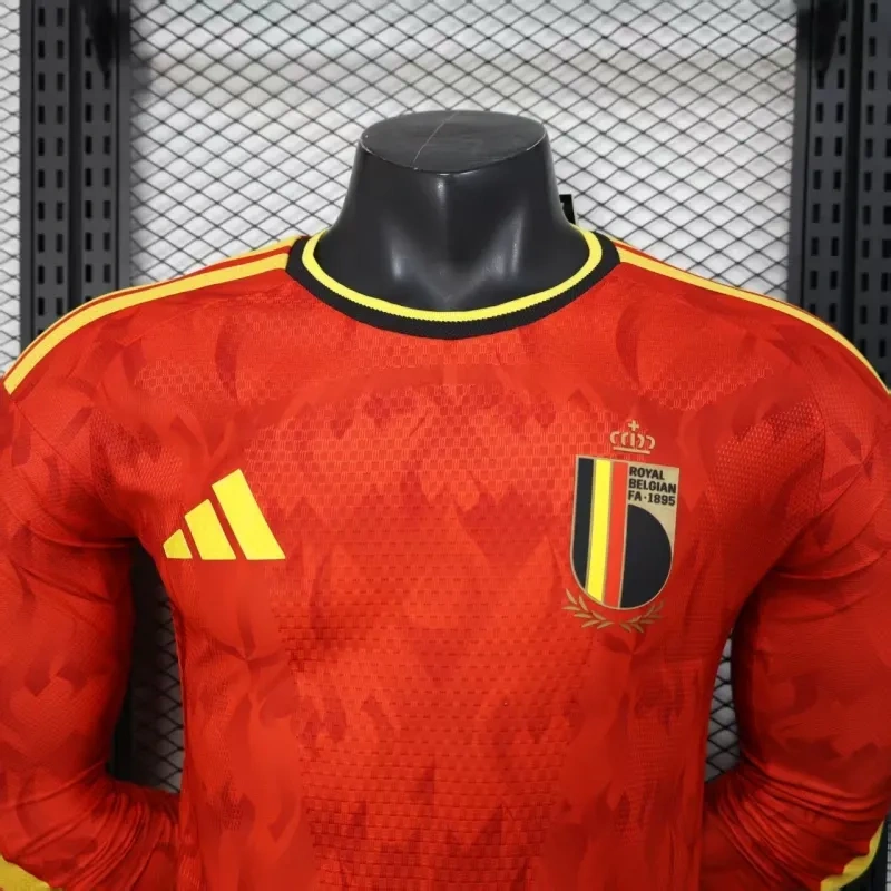 2026 Belgium World Cup Home Football Jersey Player Version Long Sleeve