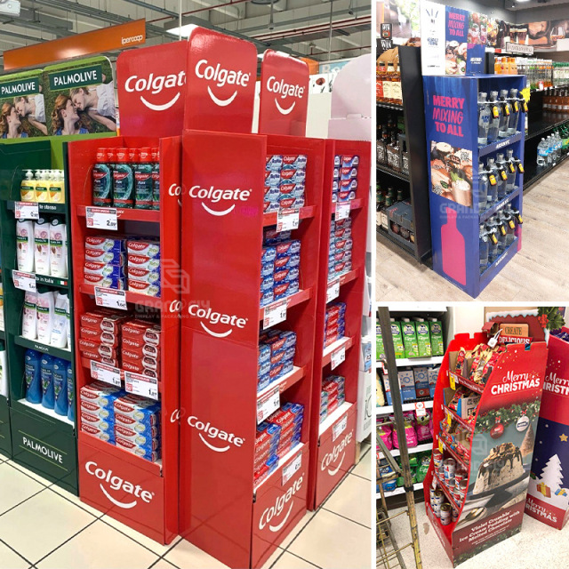 Supermarket promotion linked to corrugated paper shelves