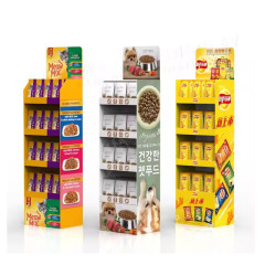 Multi layer corrugated paper snack and beverage display rack in supermarket stores